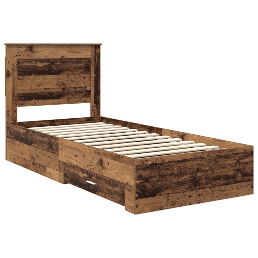 Estrutura de cama de solteiro para adultos com gaveta com cabeceira Madeira processada