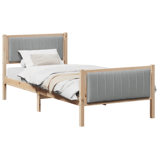 Estrutura de cama de solteiro simple - Marrom e cinza claro 90 x 190 cm