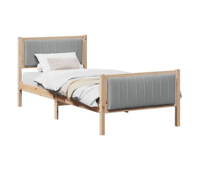 Estructura de cama simple para adultos con cabecera - marrón y gris claro 90 x 190 cm