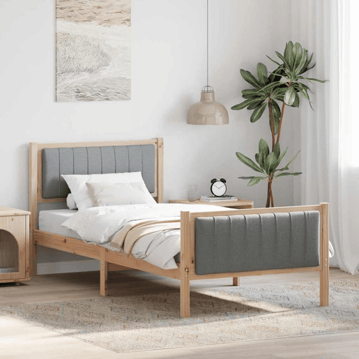 Estrutura de cama de solteiro simple - Marrom e cinza claro 90 x 190 cm