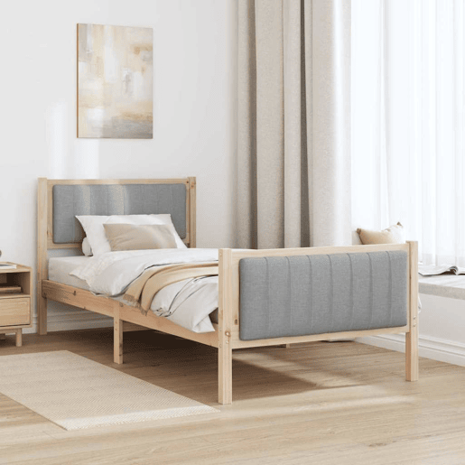 Estrutura de cama de solteiro simple - Marrom e cinza claro 90 x 190 cm