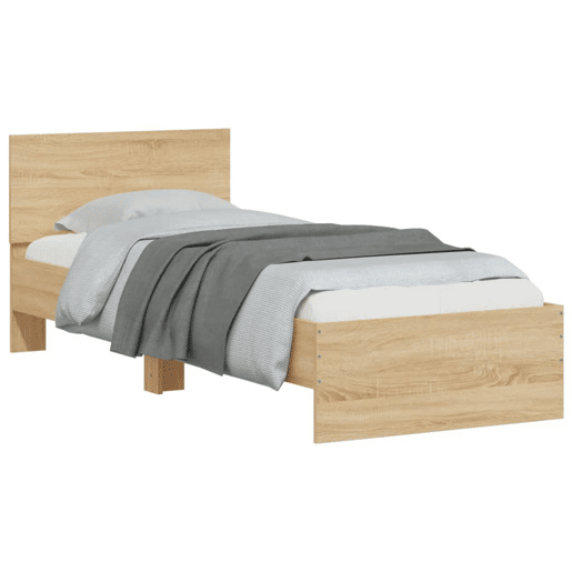 Estrutura de cama de solteiro moderno c cabeceiraluzes LED 75x190 cm carvalho sonoma