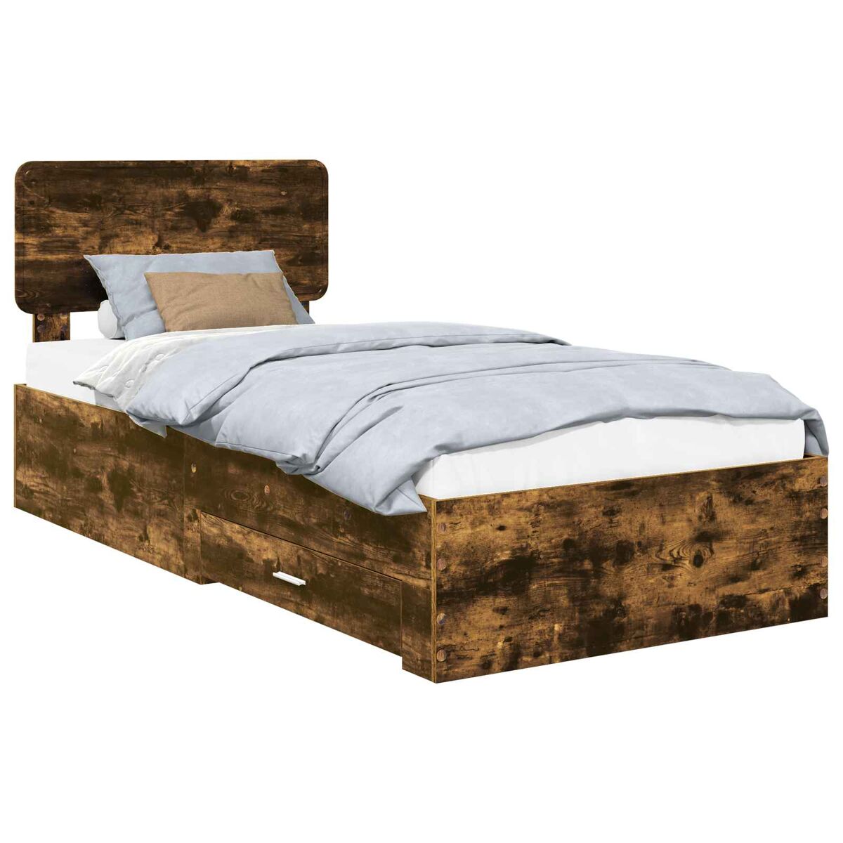 Estructura de cama simple para adultos 78x193 Marrón