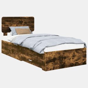Estrutura de cama de solteiro para adultos com cabeceira Carvalho Defumado 75 x 190 cm