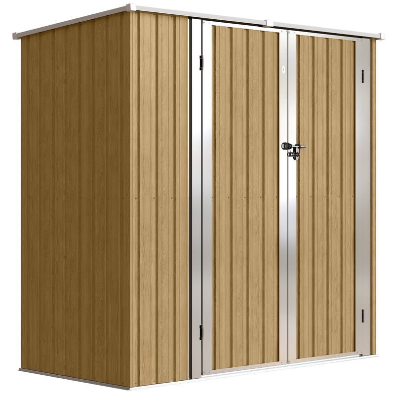 Caseta de Jardín Acero Galvanizado Outsunny 163 Marrón