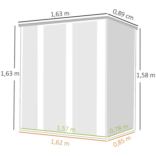 Outsunny Abrigo de Jardim Exterior 1,37 m², 163x89x163 cm Casota de Jardim Metálica com Telhado Inclinado Portas com Fecho e Luvas para Armazenamento de Ferramentas Castanho Claro