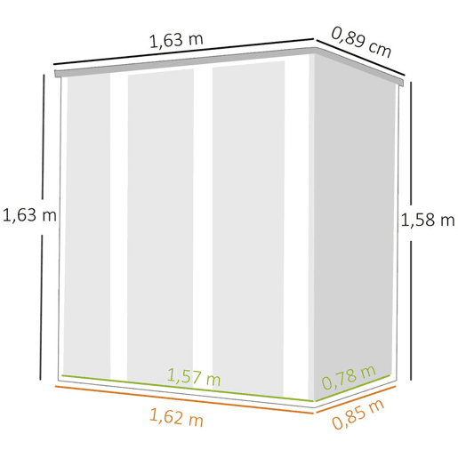 Outsunny Abrigo de Jardim Exterior 1,37 m², 163x89x163 cm Casota de Jardim Metálica com Telhado Inclinado Portas com Fecho e Luvas para Armazenamento de Ferramentas Cinzento Escuro