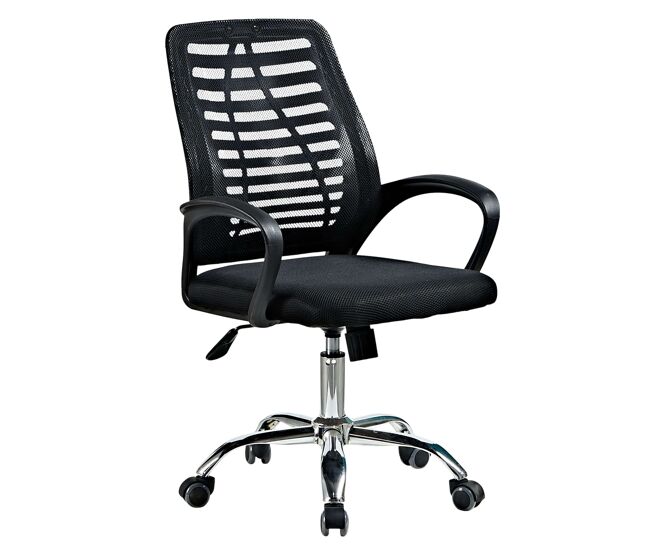 Silla escritorio oficina skelet, reposabrazos, altura regulable, tela transpirable negro 62x89-100x60 cm
