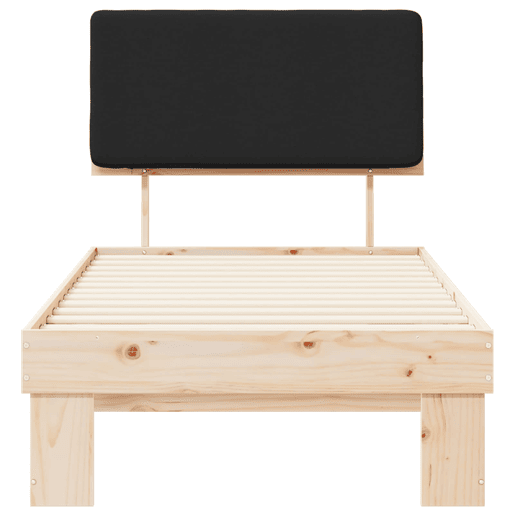Estrutura de cama de solteiro para adultos com Cabeceira - Estofada Preto 100 x 200 cm