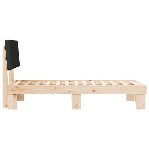 Estrutura de cama de solteiro para adultos com Cabeceira - Estofada Preto 100 x 200 cm