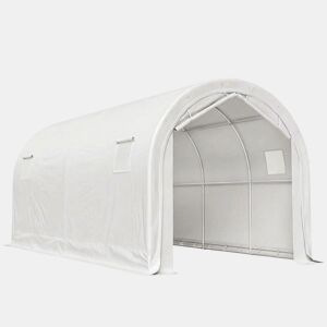Outsunny Tenda Garagem Portátil 3x6 m Garagem Exterior Resistente com Porta Enrolável e 4 Janelas Estrutura de Metal Galvanizado UPF 30+ Abrigo de Armazenamento Branco
