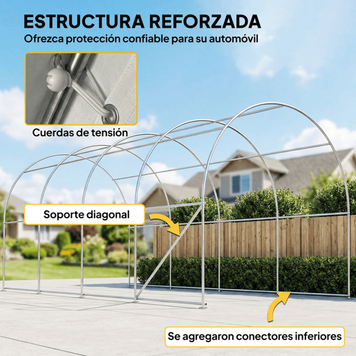 Outsunny Tenda Garagem Portátil 3x6 m Garagem Exterior Resistente com Porta Enrolável e 4 Janelas Estrutura de Metal Galvanizado UPF 30+ Abrigo de Armazenamento Branco