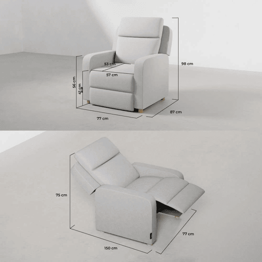 Poltrona Reclinável One Fabric Nalui relax reclinável (77x87x98 cm) Gris