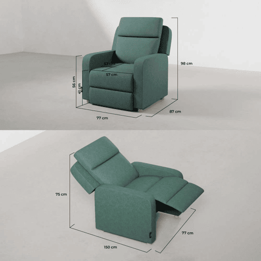 Poltrona Reclinável One Fabric Nalui relax reclinável (77x87x98 cm) Verde