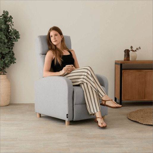 Poltrona Reclinável Verona Nalui relax reclinável em tela (63x96,5x79 cm) Gris Claro