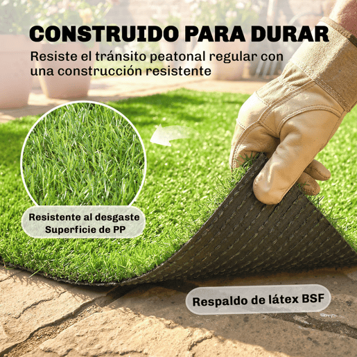 Outsunny Relva Artificial 1m x 4m, Tapete de Relva Artificial com Altura de 10 mm, Drenagem Automática, para Jardim, Terraço, Pátio, Varanda, Interior e Exterior, Verde