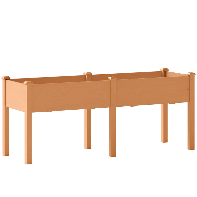 Outsunny huerto urbano elevado de madera, mesa de cultivo con patas, 6 orificios de drenaje, para cultivo, plantas, flores y verduras, 184x59x76,5 cm, marrón