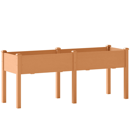 Outsunny Floreira Elevada de Madeira Mesa de Cultivo com Pés 6 Orifícios de Drenagem para Cultivo Plantas Flores e Legumes 184x59x76,5 cm Castanho