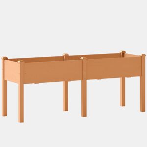 Outsunny Floreira Elevada de Madeira Mesa de Cultivo com Pés 6 Orifícios de Drenagem para Cultivo Plantas Flores e Legumes 184x59x76,5 cm Castanho