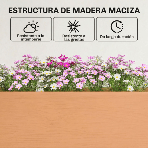 Outsunny Floreira Elevada de Madeira Mesa de Cultivo com Pés 6 Orifícios de Drenagem para Cultivo Plantas Flores e Legumes 184x59x76,5 cm Castanho