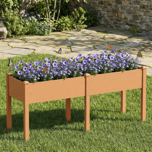 Outsunny Floreira Elevada de Madeira Mesa de Cultivo com Pés 6 Orifícios de Drenagem para Cultivo Plantas Flores e Legumes 184x59x76,5 cm Castanho