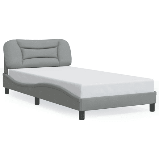 Estrutura de cama de solteiro para adultos com LED 100x200 cm tecido