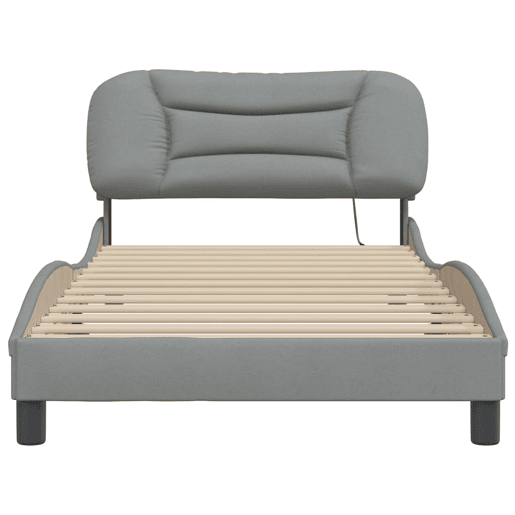 Estrutura de cama de solteiro para adultos com LED 100x200 cm tecido
