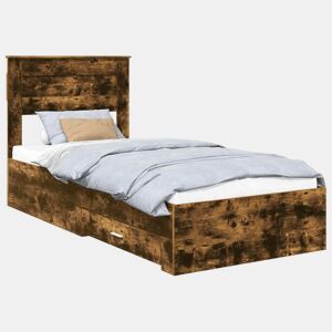 Estrutura de cama de solteiro para adultos Manual Carvalho Defumado e Prata 75 x 190 cm