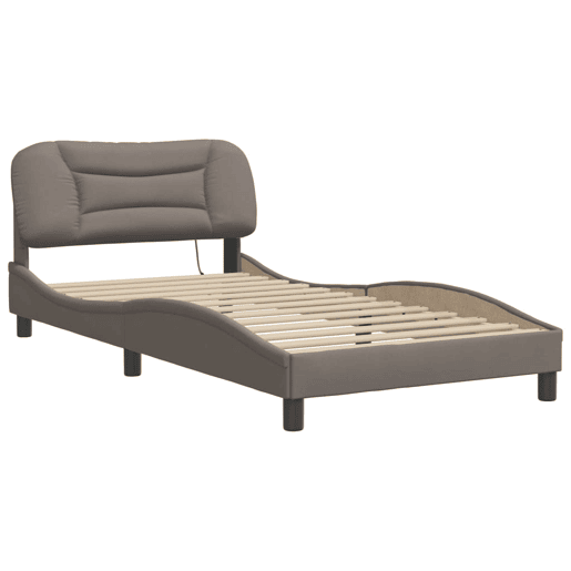 Estrutura de cama de solteiro para adultos com LED 100x200 cm tecido