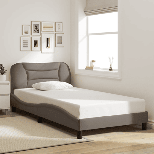 Estrutura de cama de solteiro para adultos com LED 100x200 cm tecido