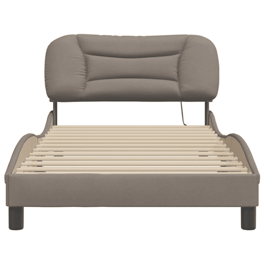 Estrutura de cama de solteiro para adultos com LED 100x200 cm tecido