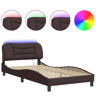 Estrutura de cama de solteiro para adultos com LED 100x200 cm tecido