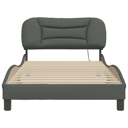 Estrutura de cama de solteiro para adultos com LED 100x200 cm tecido