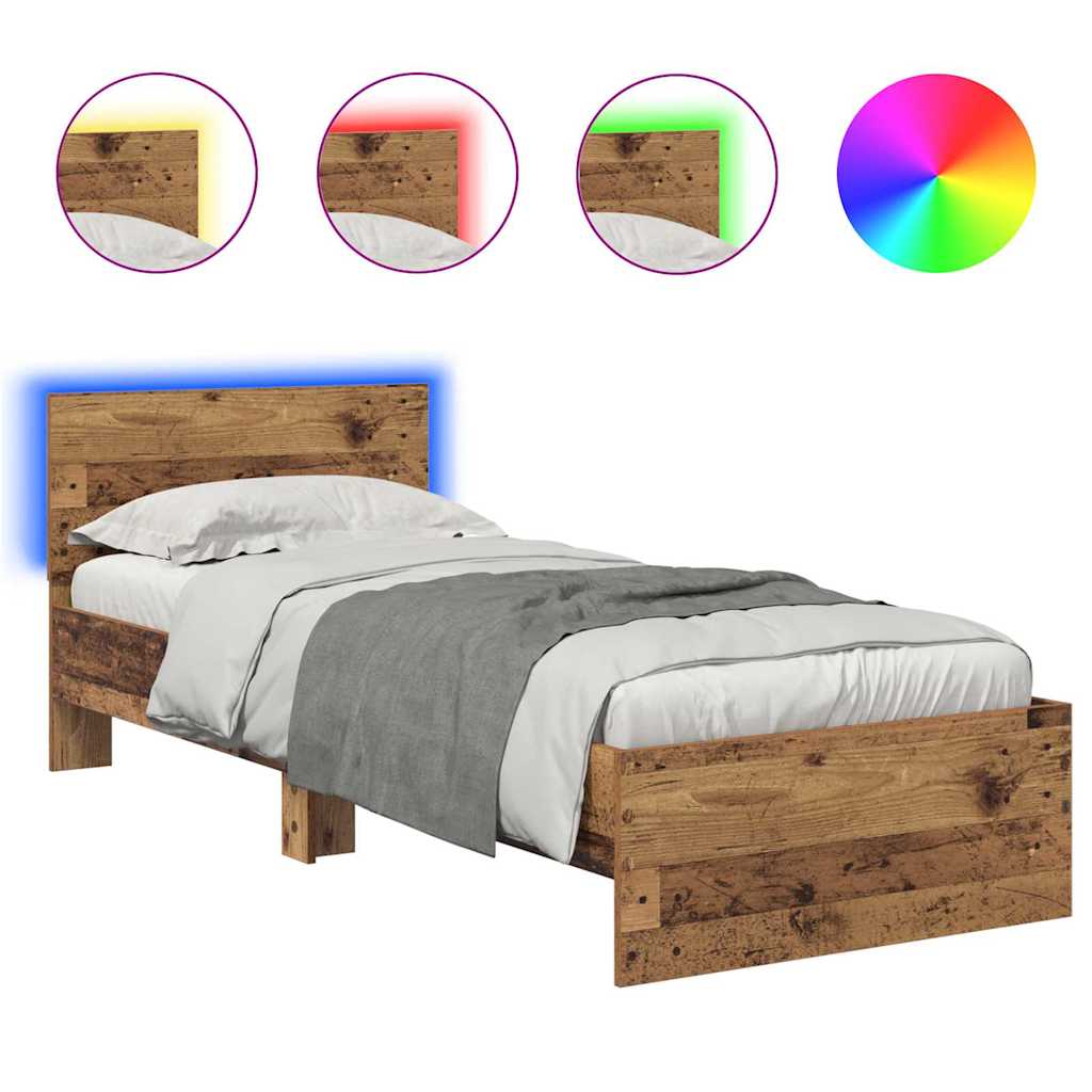 Estructura de cama individual para adultos 80x193 Madera Oscura