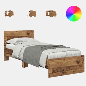 Estrutura de cama de solteiro para adultos Madeira Antiga 75 x 190 cm Madeira processada