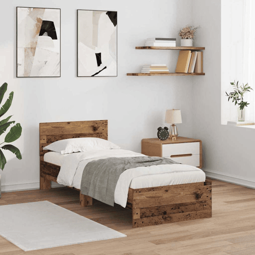 Estrutura de cama de solteiro para adultos Madeira Antiga 75 x 190 cm Madeira processada