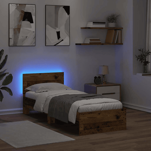 Estrutura de cama de solteiro para adultos Madeira Antiga 75 x 190 cm Madeira processada