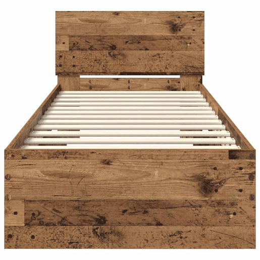 Estrutura de cama de solteiro para adultos Madeira Antiga 75 x 190 cm Madeira processada