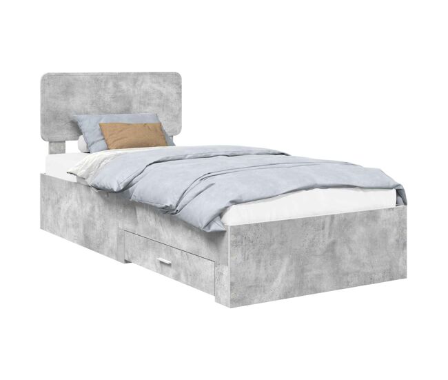 Estructura de cama individual para adultos con cabecera - gris concreto 70 x 190 cm