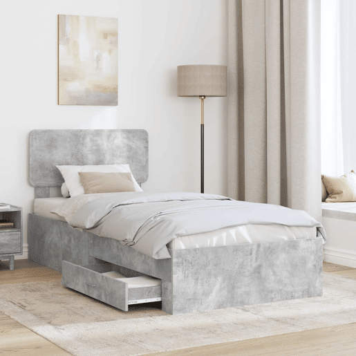 Estrutura de cama de solteiro para adultos Cinzento 70 x 190 cm Madeira processada