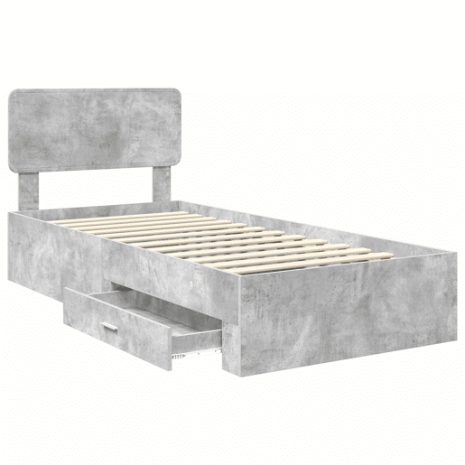 Estrutura de cama de solteiro para adultos Cinzento 70 x 190 cm Madeira processada