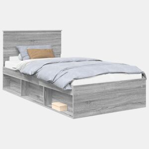 Estrutura de cama de solteiro para adultos com Cabeceira - Cinza Sonoma 100 x 200 cm