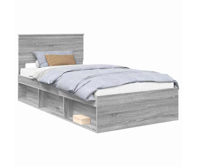 Estructura de cama individual para adultos con cabecera - gris sonoma 100 x 200 cm