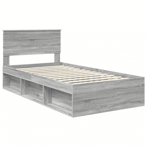 Estrutura de cama de solteiro para adultos com Cabeceira - Cinza Sonoma 100 x 200 cm