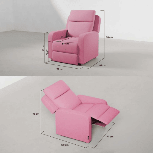 Poltrona Reclinável One Fabric Nalui relax reclinável (77x87x98 cm) Rosa