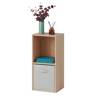 Estante modular April 2 Cube com 1 gaveta, em tecido, para sala de estar, nas cores Carvalho Sonoma e Bege, 30x60x28 cm