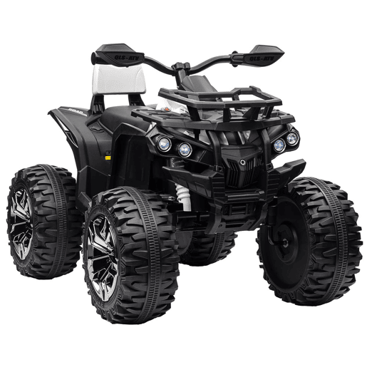 HOMCOM Quad Elétrico para Crianças 12V 10AH, Quad para Crianças de 3 a 5 Anos com 2 Motores, Velocidade de 3 a 8 kmh, Música, Faróis LED, MP3, USB, Cartão TF, Pedal, Avançar e Recuar, Branco