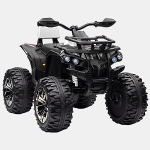 HOMCOM Quad Elétrico para Crianças 12V 10AH, Quad para Crianças de 3 a 5 Anos com 2 Motores, Velocidade de 3 a 8 kmh, Música, Faróis LED, MP3, USB, Cartão TF, Pedal, Avançar e Recuar, Branco