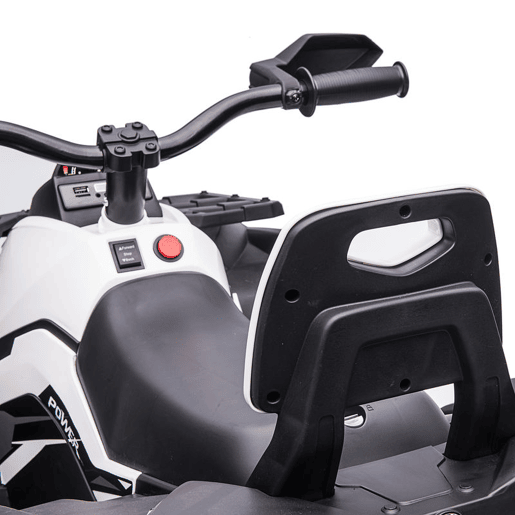 HOMCOM Quad Elétrico para Crianças 12V 10AH, Quad para Crianças de 3 a 5 Anos com 2 Motores, Velocidade de 3 a 8 kmh, Música, Faróis LED, MP3, USB, Cartão TF, Pedal, Avançar e Recuar, Branco