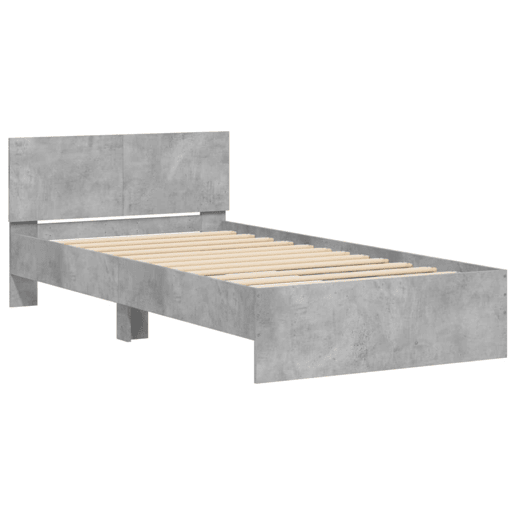 Estrutura de cama de solteiro moderno c cabeceiraluzes LED 100x200 cm cinza cimento
